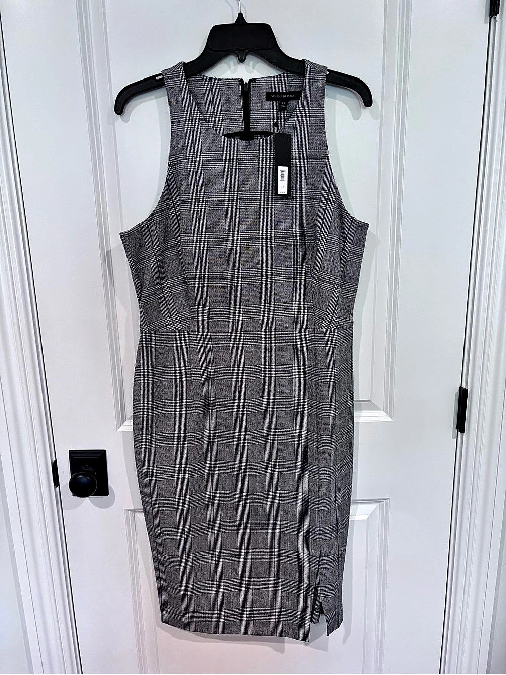 Banana Republic Glen Plaid Sheath Dress Gray & Black Size 14